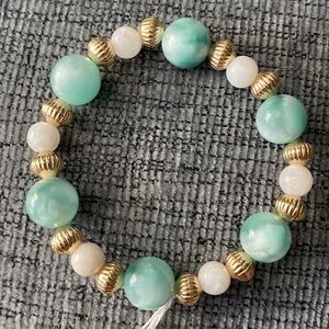 Handmade 12mm Angelite w/ Moonstone bracelet